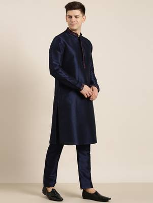 Navy pashmina embroidery kurta set 5