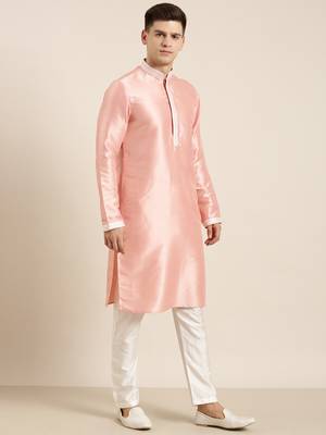 Peach silk embroidery kurta set 5