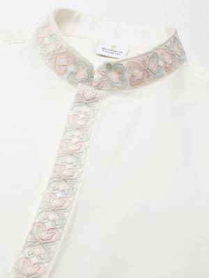 Cream dori embroidery kurta 3