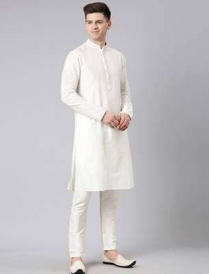 Cream dori embroidery kurta 5