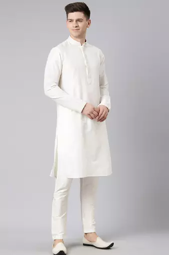 Cream dori embroidery kurta