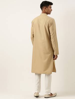 Beige smocking kurta set 5