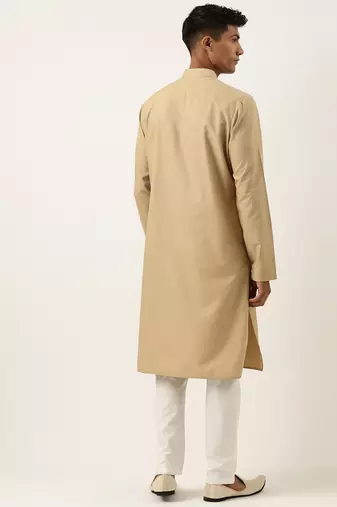Beige smocking kurta set