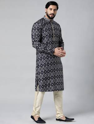 Midnight blue batik printed kurta set 5
