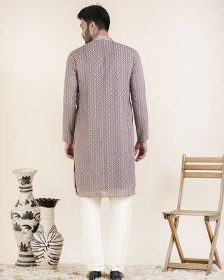 Grey rust printed kurta set 2
