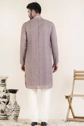 Grey rust printed kurta set