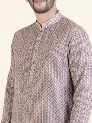 Grey rust printed kurta set 5