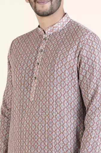 Grey rust printed kurta set