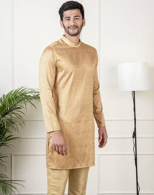 Gold harring bone print kurta set 5