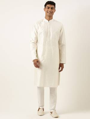 White sequin kurta set 1
