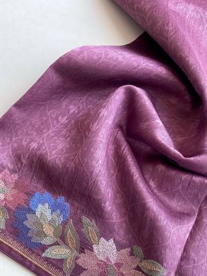 onion pink tussar saree with contrast embroidery 6