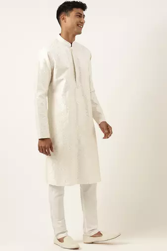 White sequin kurta set