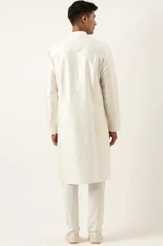 White sequin kurta set