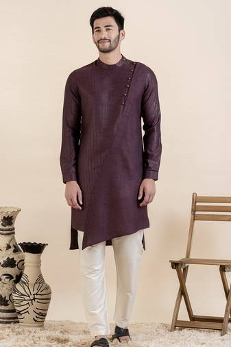 Wine asymetric kurta set