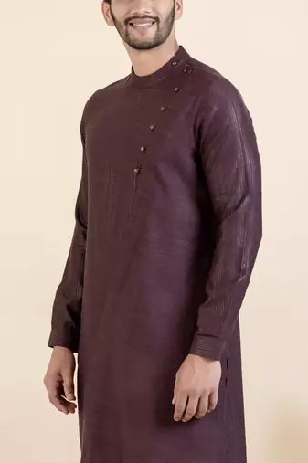 Wine asymetric kurta set