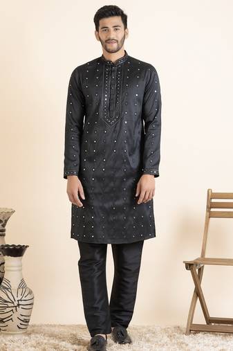 Black embroidered kurta set