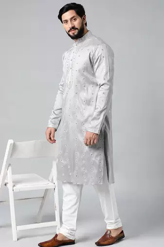 Grey embroidered kurta set