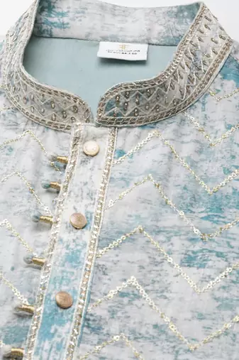 Light blue sequin embroidery kurta set