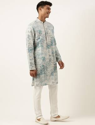 Light blue sequin embroidery kurta set 4