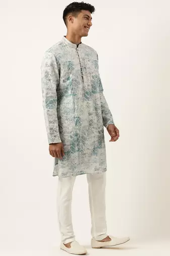 Light blue sequin embroidery kurta set
