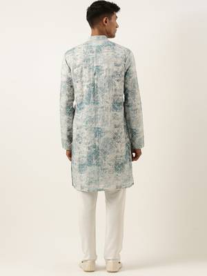 Light blue sequin embroidery kurta set 5