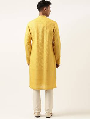 Yellow embroidered kurta set 5