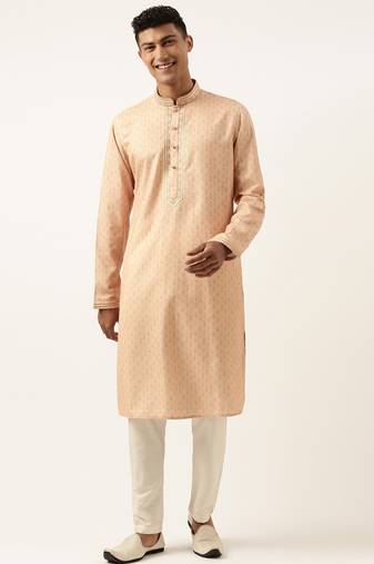 Peach printed kurta set