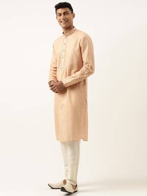 Peach printed kurta set 3