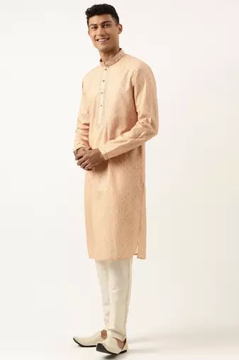 Peach printed kurta set
