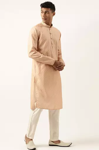 Peach printed kurta set