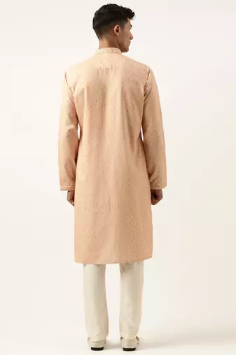 Peach printed kurta set