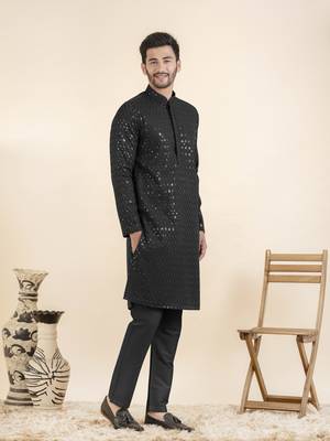 Black embroidered kurta set 3