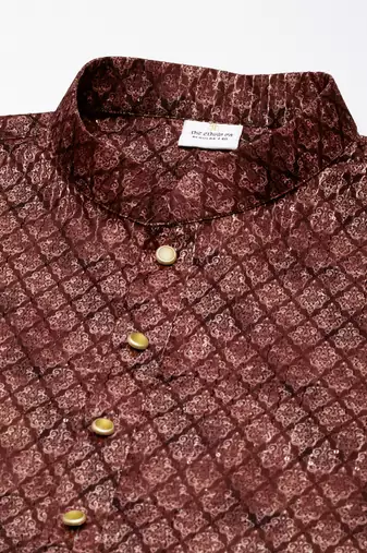 Maroon printed sequin embroidered kurta set