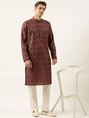 Maroon printed sequin embroidered kurta set 5