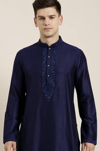 Navy dori embroidered kurta set