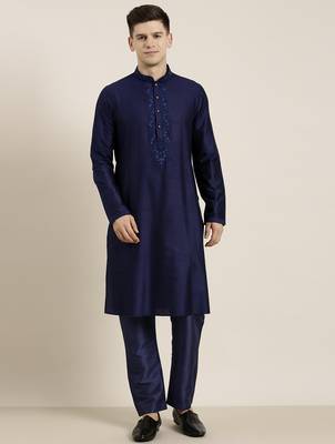 Navy dori embroidered kurta set 1