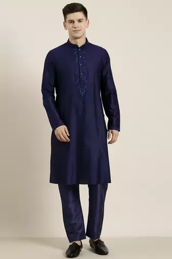 Navy dori embroidered kurta set