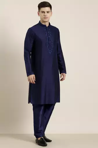 Navy dori embroidered kurta set