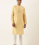 Yellow ikat printed kurta set