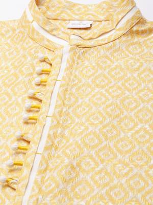 Yellow ikat printed kurta set 2