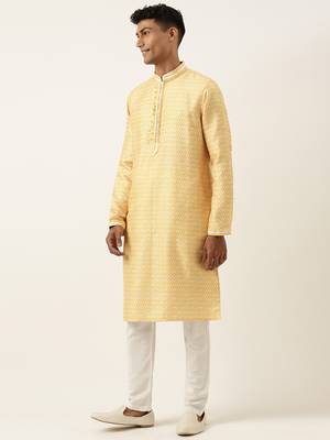 Yellow ikat printed kurta set 3