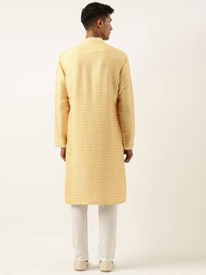Yellow ikat printed kurta set 5