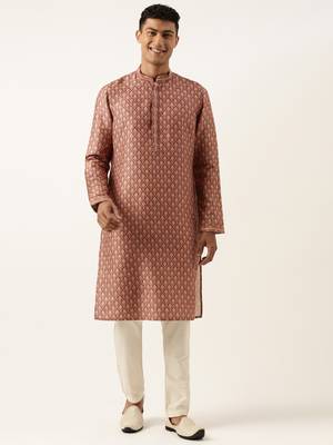 Wine baroque printed kurta set 1