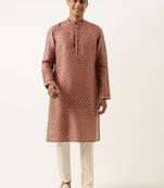 Wine baroque printed kurta set