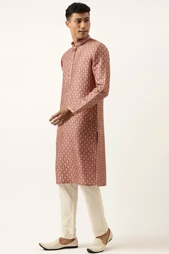 Wine baroque printed kurta set