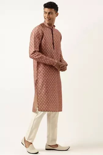 Wine baroque printed kurta set