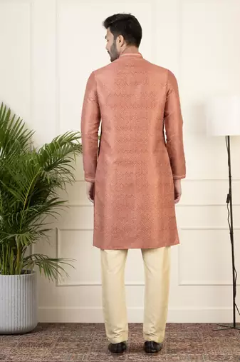 Red baroque printed kurta set