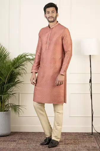 Red baroque printed kurta set