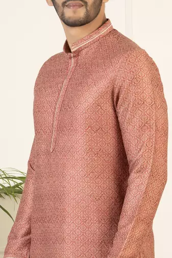 Red baroque printed kurta set