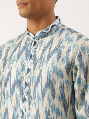 Blue ikat printed kurta set 5